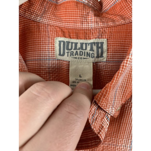 Duluth Trading Co Mens Large Lightweight Nylon Button Up 3/4 Sleeve Hiking Shirt - Picture 2 of 9